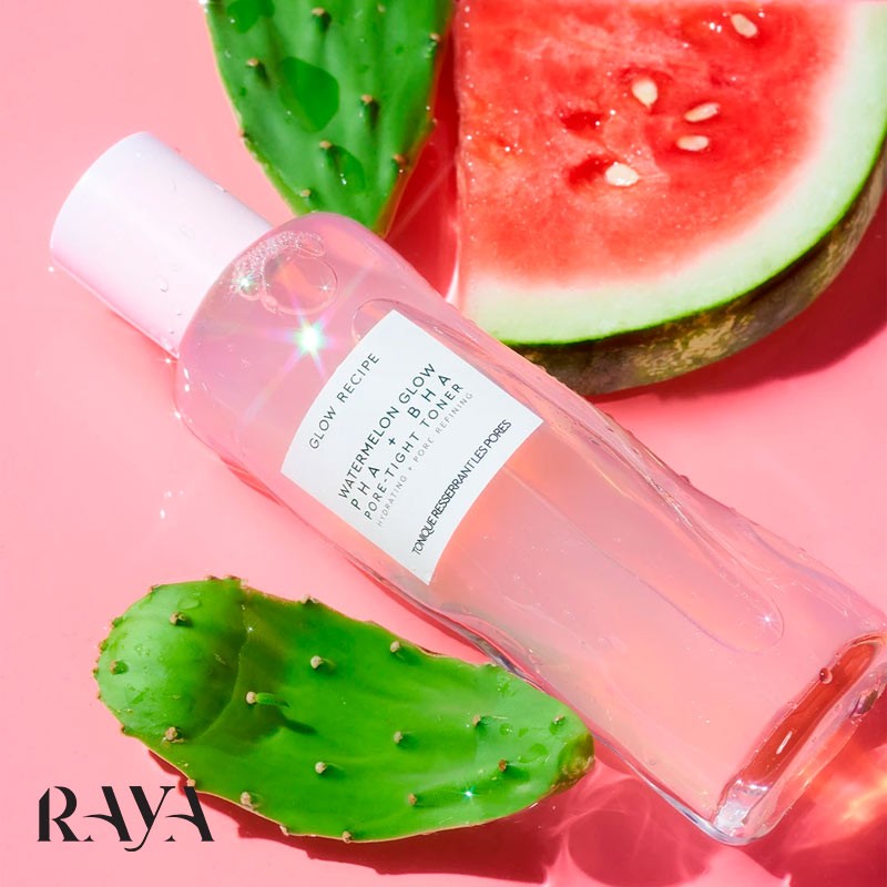 تونر کوچک کننده منافذ باز پوست حاوی عصاره هندوانه و PHA و BHA گلو رسیپی حجم 40 میل Glow Recipe Watermelon Glow PHA + BHA Pore-Tight Toner